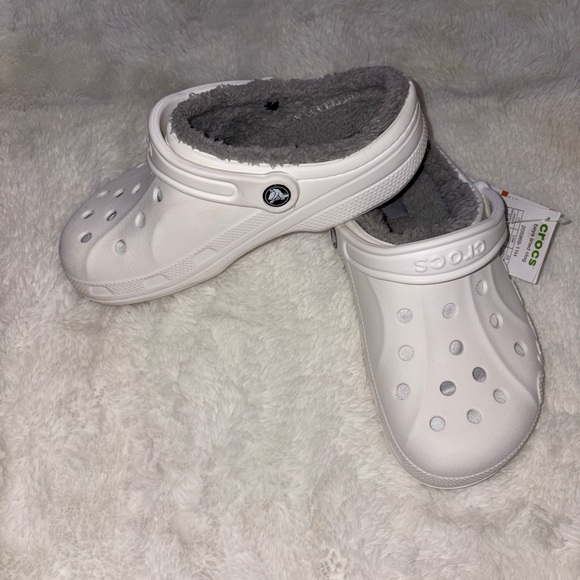 CROCS Women's White and Gray Slippers - Picture 3 of 6